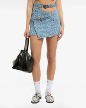 Load image into Gallery viewer, Belted Monogram Denim Skirt