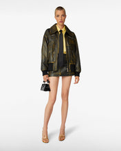 Load image into Gallery viewer, Workwear Rub-Off Leather Bomber | Unisex Coats & Jackets Black | GCDS®
