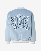Load image into Gallery viewer, Graffiti-Logo Varsity Bomber | Unisex Coats & Jackets Light Blue | GCDS®