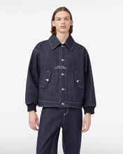 Load image into Gallery viewer, Collared Raw Denim Bomber
