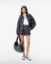 Load image into Gallery viewer, Collared Raw Denim Bomber
