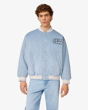 Load image into Gallery viewer, Graffiti-Logo Varsity Bomber | Unisex Coats &amp; Jackets Light Blue | GCDS®
