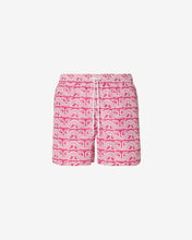 Load image into Gallery viewer, All-Over Waved Logo Print Swim Shorts | Men Swimwear Fuchsia | GCDS Spring/Summer 2023
