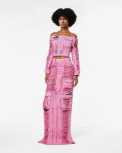 Load image into Gallery viewer, Denim Frayed Jacket | Women Outerwear Pink | GCDS Spring/Summer 2023
