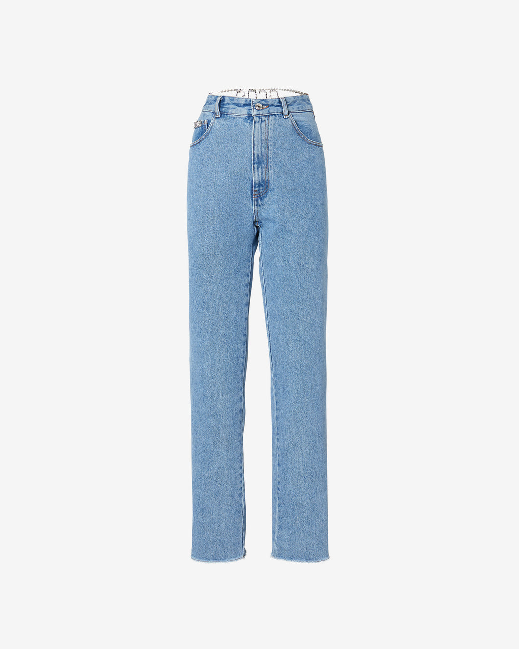 Choker Denim Trousers | Women Trousers New Light Blue | GCDS Spring/Summer 2023