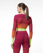 Load image into Gallery viewer, Lurex Degradé Mini Cardigan | Women Knitwear Fuchsia | GCDS Spring/Summer 2023
