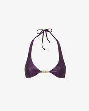 Load image into Gallery viewer, Metallic Logo Clip Bikini Bra : Women Swimwear Violet | GCDS Spring/Summer 2023
