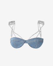 Load image into Gallery viewer, Gcds Bling Denim Bra | Women Tops New Light Blue | GCDS Spring/Summer 2023
